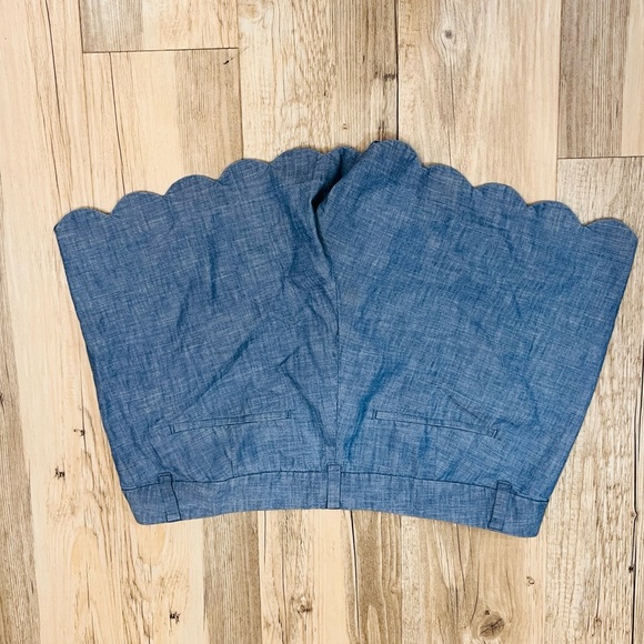 J Crew Blue Chambray Mid Rise Scalloped Hem Shorts size 10 - Picture 5 of 6